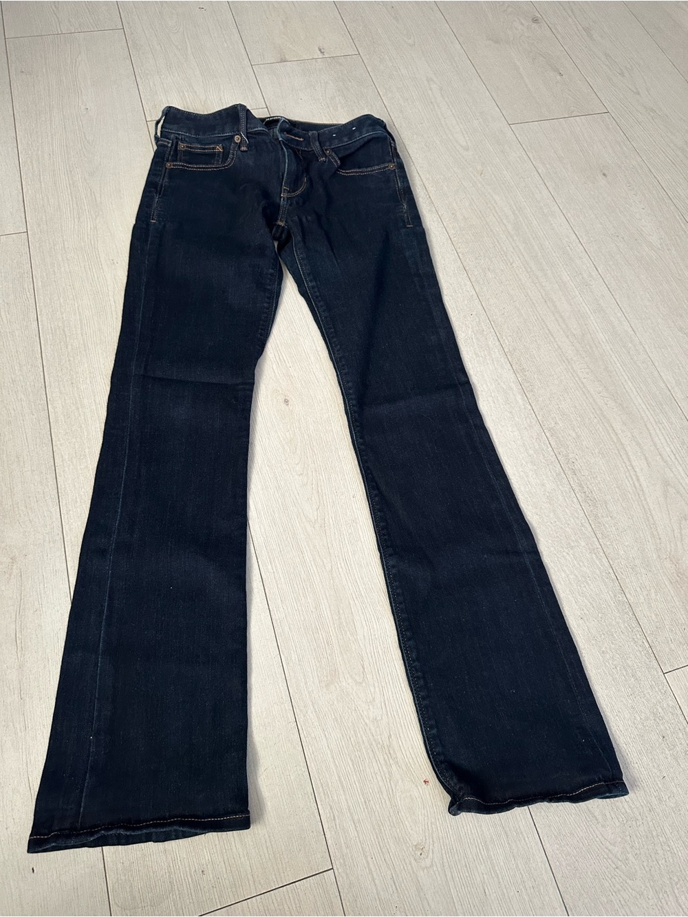 Express stretch barely boot low rise jeans
